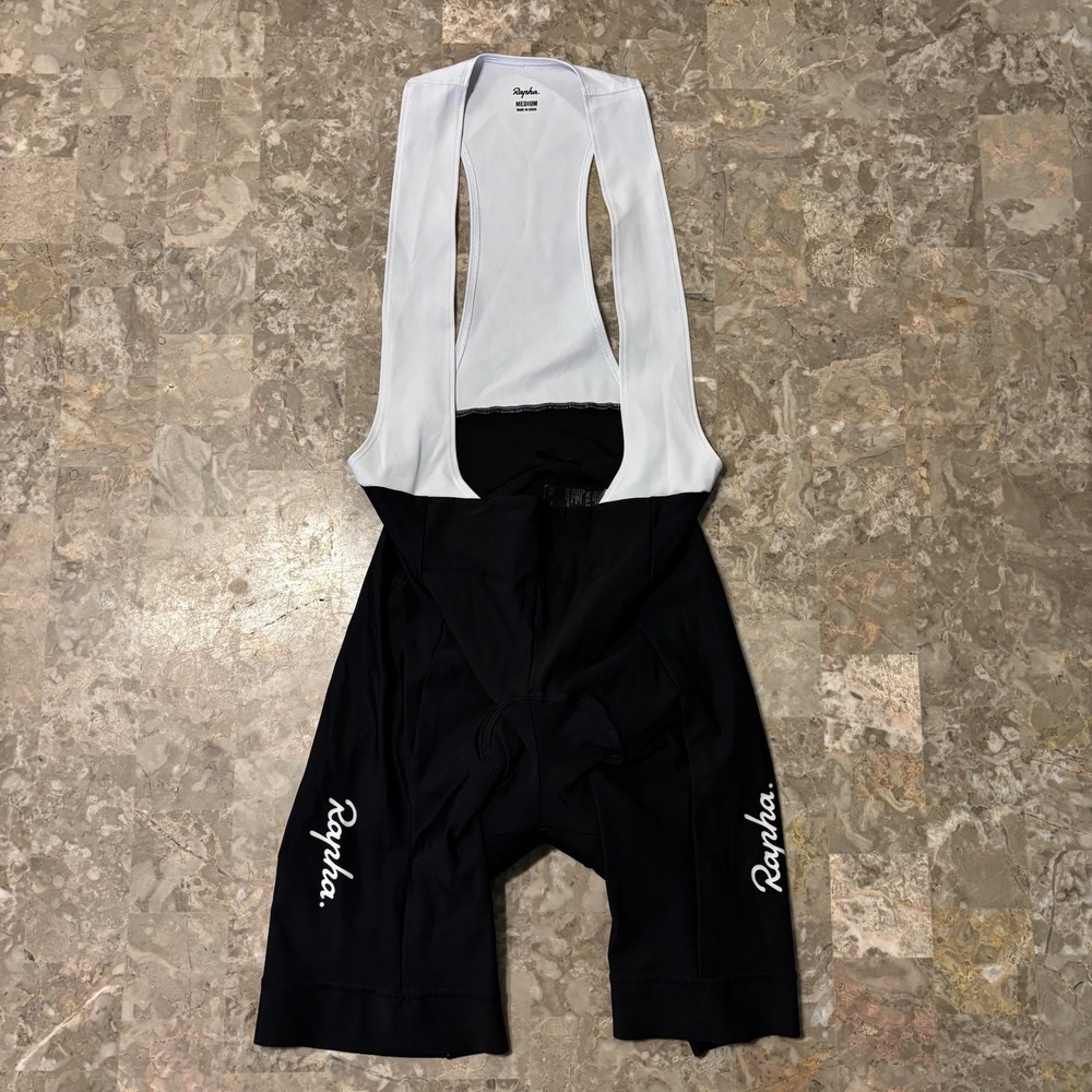 Rapha Core Bib Shorts Mens Medium Black White Cycling Performance Stretch Pad